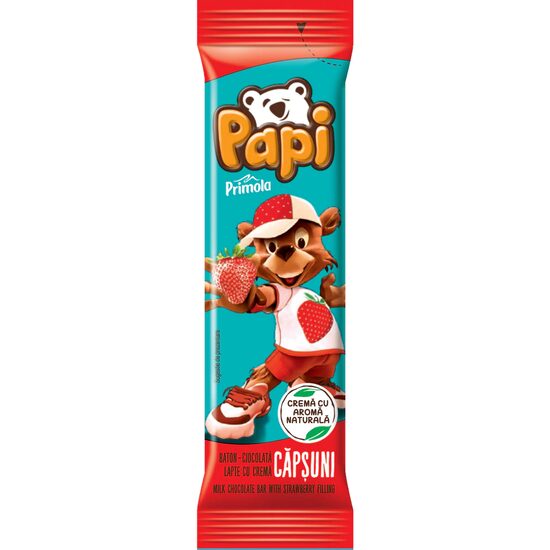 Baton de ciocolata cu crema de capsuni Papi 26.8g