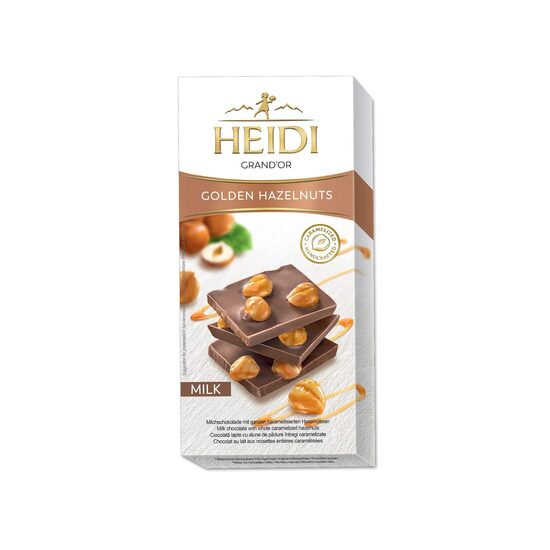 Ciocolata lapte si alune de padure, Heidi Grand'Or Milk & Hazelnuts, 80g