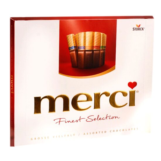 Bomboane de ciocolata asortate Merci rosu, 250 g