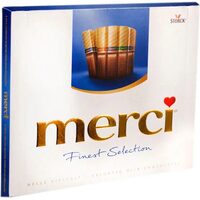 Bomboane de ciocolata asortate Merci albastru, 250 g