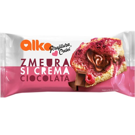 Prajitura cu zmeura si crema ciocolata Alka 55g