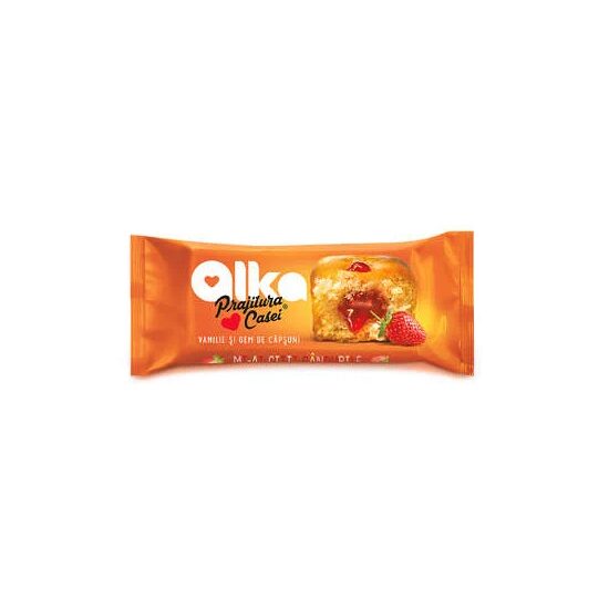 Prajitura casei Alka vanilie si gem de capsuni, 35 g