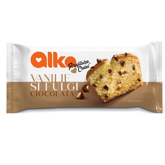 Prajitura cu vanilie si fulgi ciocolata Prajitura casei Alka 300g