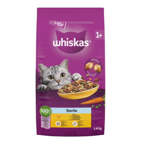 Hrana uscata pentru pisici sterilizate adulte Whiskas, Pui, 1.4kg
