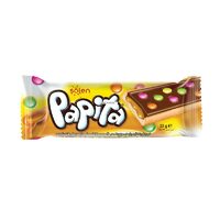 Biscuit crocant cu crema de caramel si drajeuri Papita 33g, 24 bucati