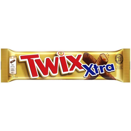 Twix Xtra baton cu biscuit si caramel invelit in ciocolata cu lapte 2 x 37,5 g (75 g)