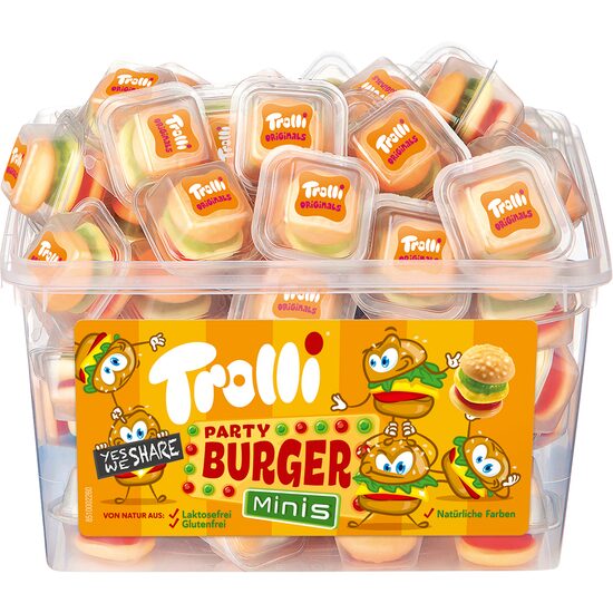Jeleuri gumate Mini Burger, Trolli, Aroma fructe, 10 g