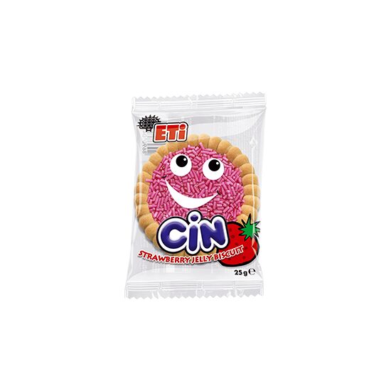 Biscuite cu jeleu de capsuni si granule de ciocolata Eti Cin 25 g