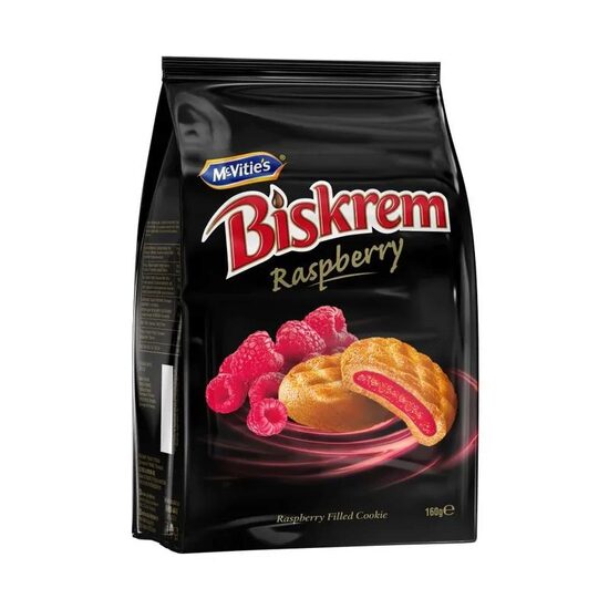 Biscuiti cu umplutura de zmeura Biskrem, 160 g