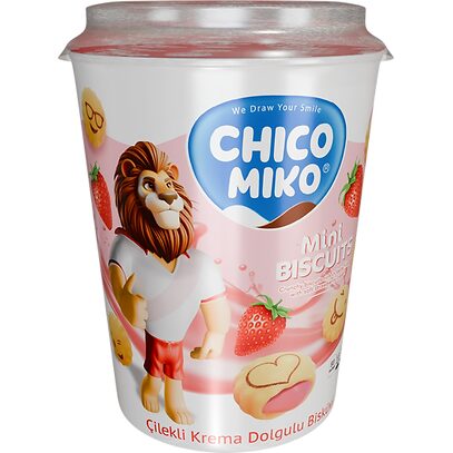 Biscuiti umpluti cu crema de capsuni Chico Miko 125 g