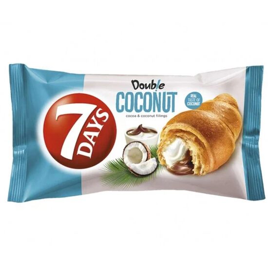 Croissant cu umplutura de vanilie si cocos, 7 Day's Double, 80g