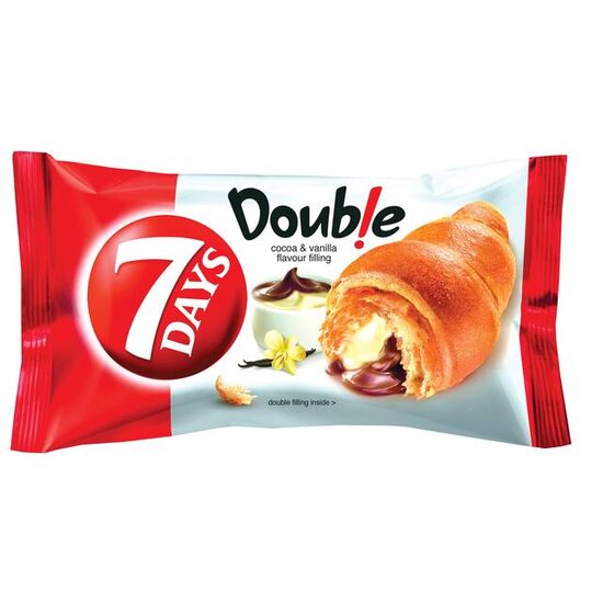 Croissant cu umplutura de vanilie si cacao, 7 Day's Double, 80g
