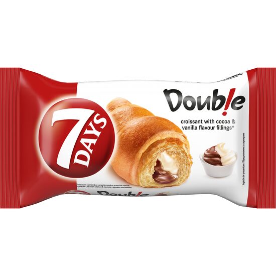 Croissant dublu cu crema de cacao si vanilie 7Day's 60g