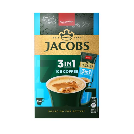 Cafea instant, Jacobs 3 in 1 Ice Coffee, 12.7 g x 24 plicuri