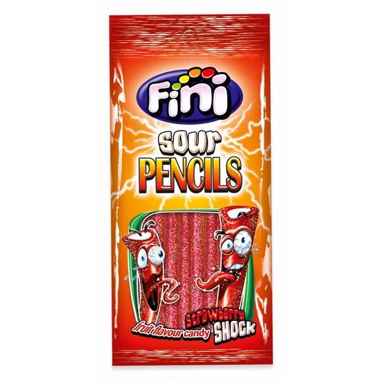 Jeleuri acrisoare cu aroma de capsuni Fini Sour Pencils, 80 g