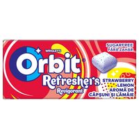 Orbit Refresher guma de mestecat fara zahar cu arome de capsuni si lamaie 8 buc 17.9g, 12 bucati