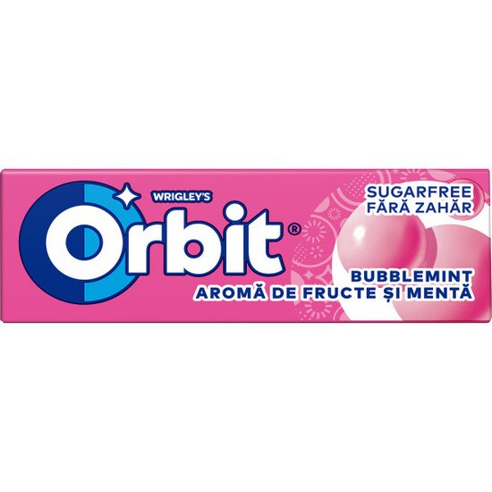 Orbit Bubblemint guma de mestecat cu arome de fructe si menta 10 buc 14 g, 30 bucati