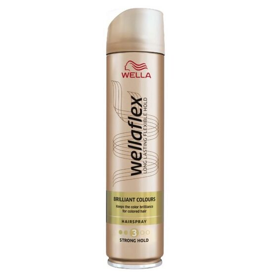 Fixativ pentru par Wellaflex Brilliant Colors cu fixare puternica, Fixare: 3/5, 250 ml