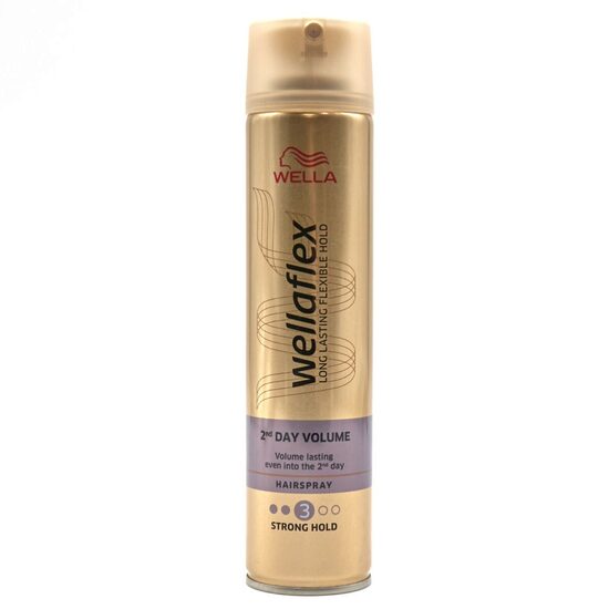 Fixativ pentru par Wellaflex 2nd Day Volume cu fixare extra puternica, Fixare: 3/5, 250 ml
