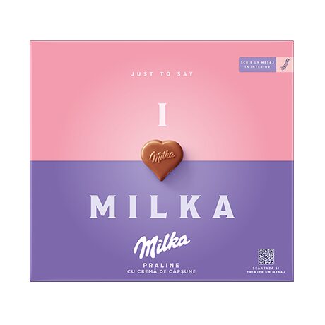 Praline I Love Milka cu capsuni, 120g