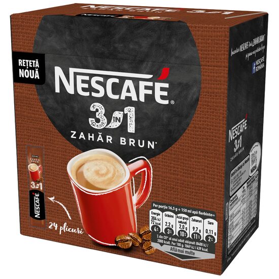 Cafea solubila Nescafe 3in1 Zahar Brun 16.5g