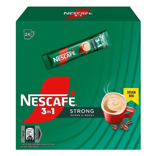 Cafea solubila Nescafe 3 in 1 Strong, 24 plicuri x 15 g