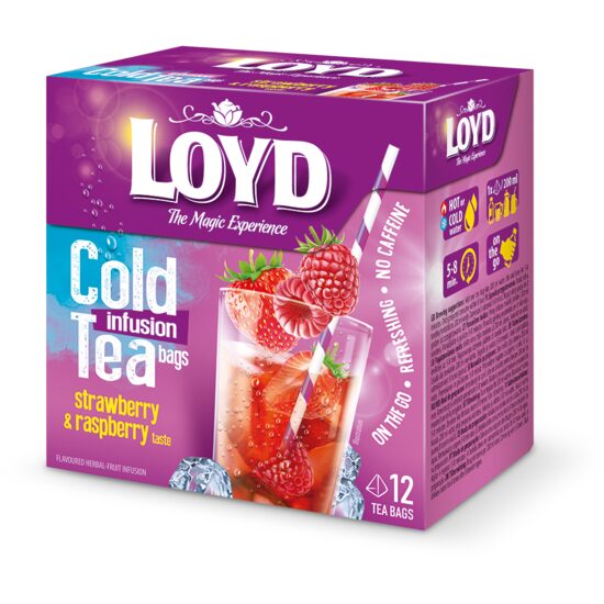 Ceai Loyd Cold Infusion Tea Strawberry Raspberry, 12 plicuri, 30g