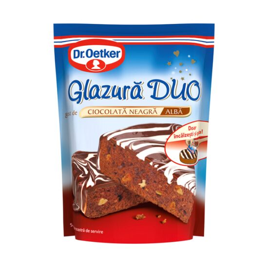 Glazura duo Dr. Oetker cu gust de ciocolata neagra si alba, 100 G