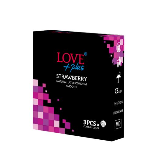 Prezervativ, Love Plus Strawberry, 3 bucati