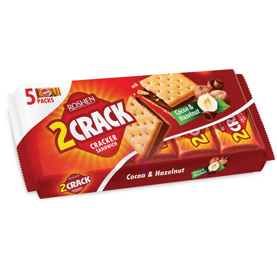 Biscuiți cu cremă de cacao si alune de padure Roshen Cracker Cocoa & Hazelnut, 235g