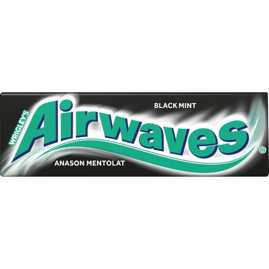 Airwaves Black mint guma de mestecat fara zahar cu indulcitori si arome de mentol si anason 14g, 30 bucati