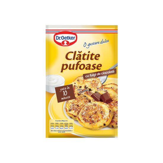Mix pentru clatite pufoase Dr. Oetker cu fulgi de ciocolata, 160 g