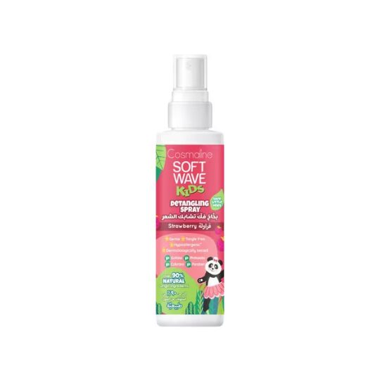 Spray pentru descalcirea parului cu 90% ingrediente naturale, aroma de capsuni, Cosmaline Soft Wave Kids, 125ml