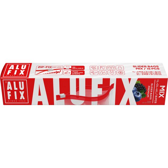 Pungi alimentare cu fermoar ZipMix AluFix 15 buc/set