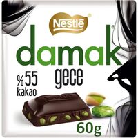 Ciocolata neagra cu fistic, 55% cacao Damak, Nestel, 60 g
