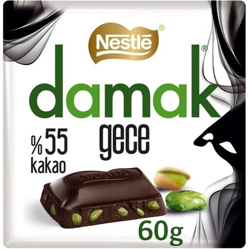 Ciocolata neagra cu fistic, 55% cacao Damak, Nestel, 60 g