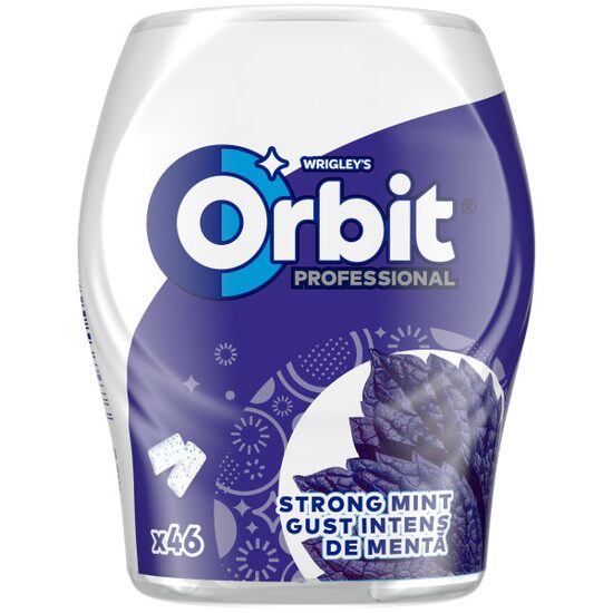 Orbit Professional Strong Mint guma de mestecat fara zahar cu arome de menta si mentol 46 buc 64 g, 6 bucati