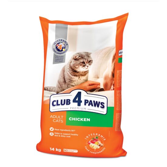 Hrana uscata pentru pisici cu file de pui, Premium, Club 4 Paws, 14 kg
