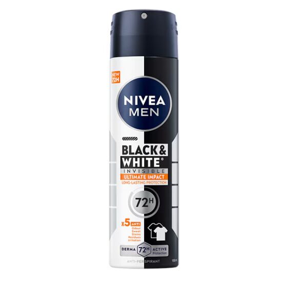 Deodorant spray Nivea Men Black & White Invisible Ultimate Impact, masculin, 150 ml