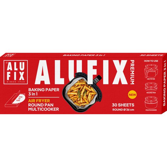 ALUFIX Hartie pentru copt - Air  fryer, multicooker, tigaie rotunda - 30 coli