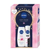 Set cadou Nivea: Gel de dus Trandafir & Ulei de migdale, 250 ml + Deodorant spray Invisible for Black & White Clear, 150 ml