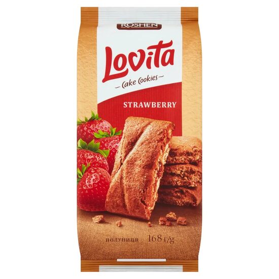 Biscuiti cu umplutura de capsuni Roshen Lovita Strawberry Soft Cake Cookies 168g