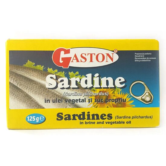 Sardine in ulei vegetal si suc propriu Gaston, 125 g