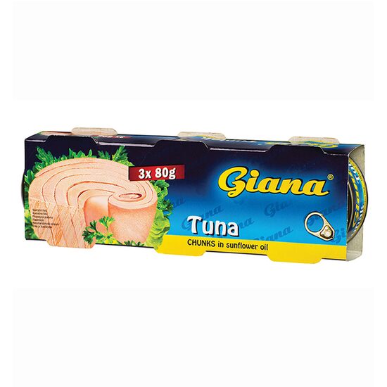  Ton bucaţi în ulei de floarea soarelui Giana, 3x80g