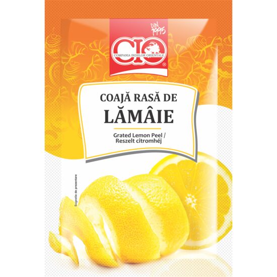 Coajă rasă de lămâie CIO, 10g – aromă citrică pentru deserturi și băuturi