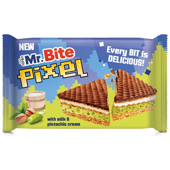 Napolitana cu fistic, Mr. Bite Pixel Pistachio Cream Wafer, 28g