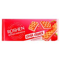 Napolitane sandwich cu crema de capsuni Roshen Wafers Sandwich Crunch, 142g