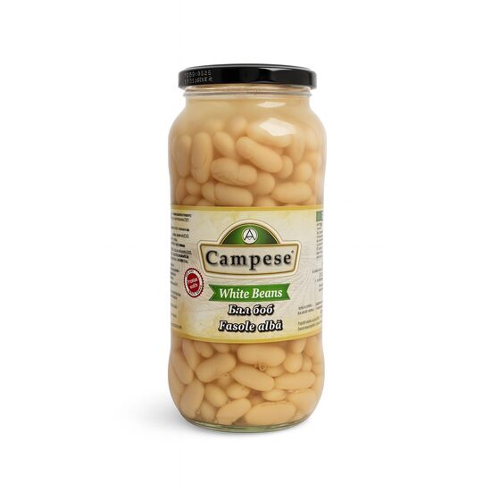 Fasole Albă Borcan Campese 540g – Boabe Mari, Fragede, Gata de Consum