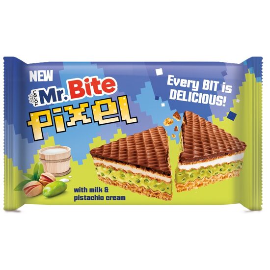Napolitana cu crema de lapte si fistic Mr. Bite Pixel, Toren, 28 g 