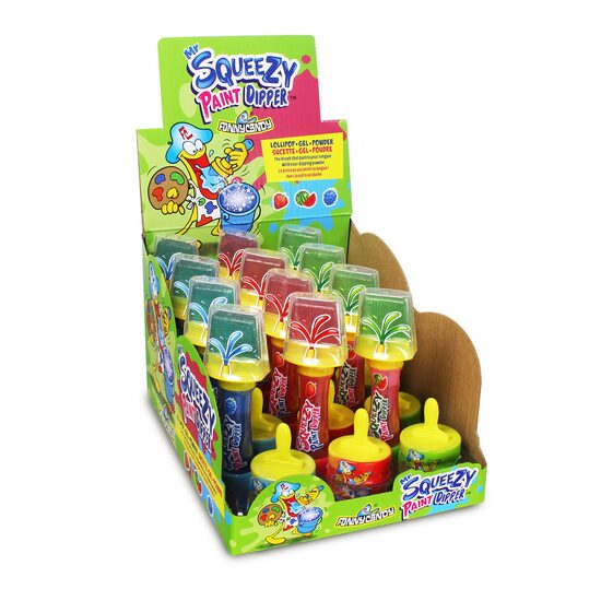 Funny Candy -Acadea Paint Dipper cu Lichid și Pudră Acrișoară – 60g, 3 Arome, Vopseste Limba!, set 12 bucati